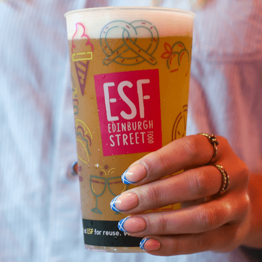 Festival goers with eco cups